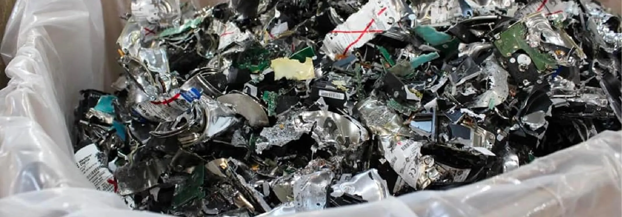 Shredded electronic scrap at the PC Recyclers of Idaho facility